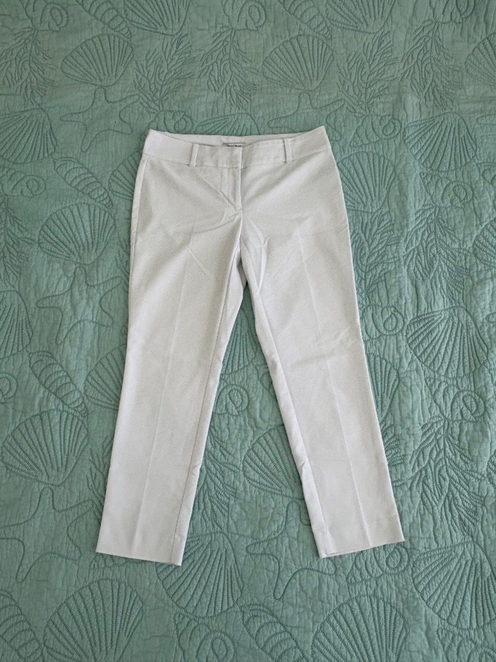White House Black Market White Ankle Pants Stretch Cotton Blend Size 8